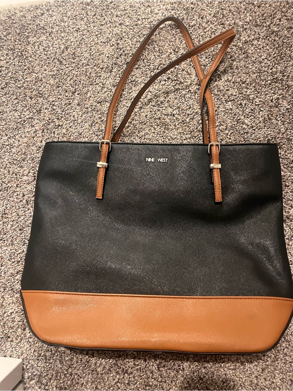 Nine West Black and Brown Colorblock Tote